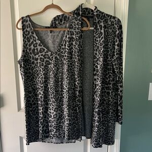 White House Black Market Gray Knit Top